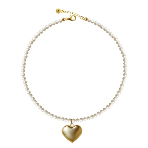 Stag Jewels Love choker perlur og gullhjarta