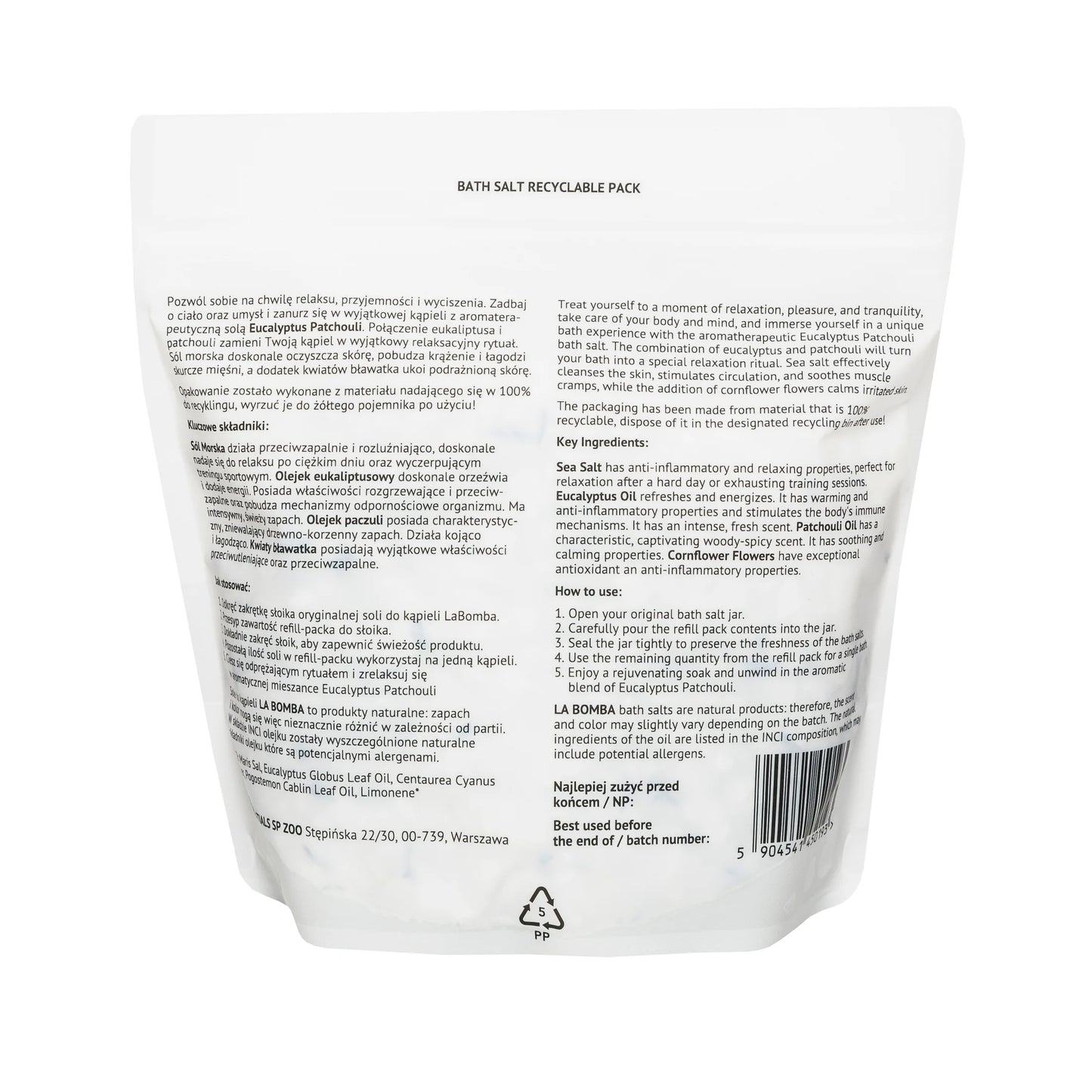 LaBomba Baðsalt Eucalyptus og Patchouli áfylling