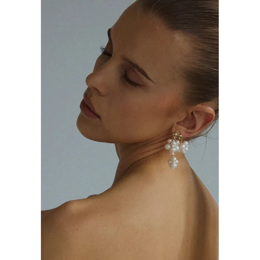 Stag Jewels Amelie Eyrnalokkar gull og perlur